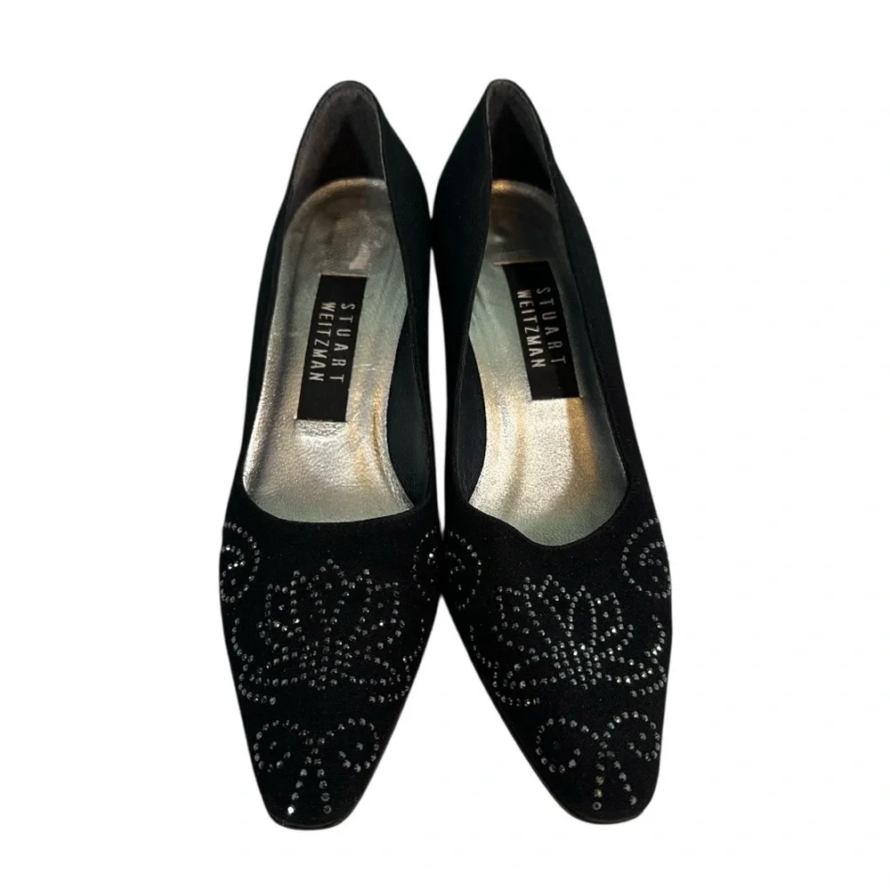 Stuart Weitzman Black Heels with Sparkling Details